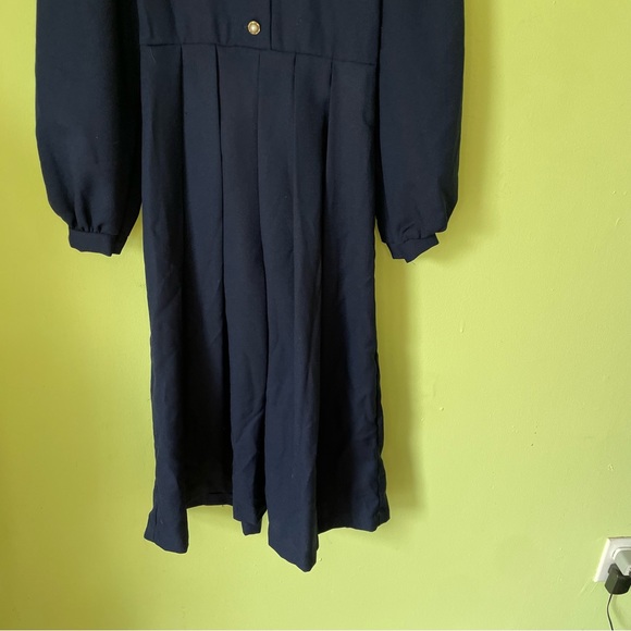 VINTAGE BONNIE JEAN NAVY BLUE AND GOLD TRIM SAILOR DRESS SIZE 10 - Picture 6 of 9